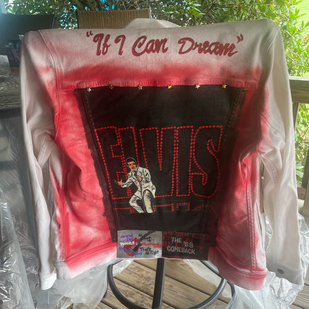 Hand painted Elvis Presley jean jacket